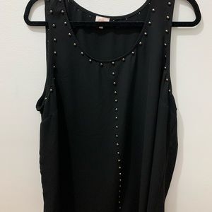 Black studded sleeveless tunic top